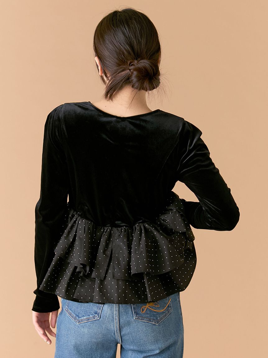 ベロアペプラムフリルトップス(Tシャツ・カットソー)｜トップス｜LILY