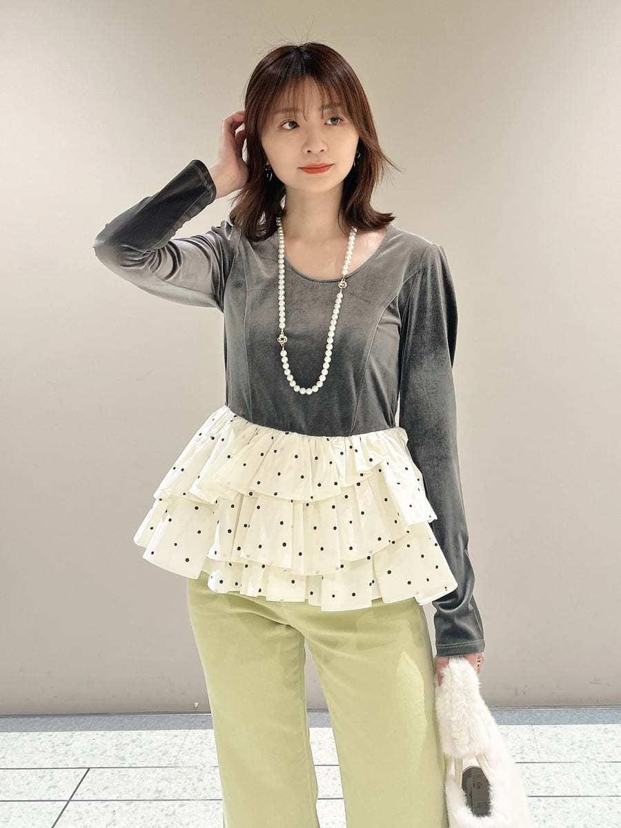 ベロアペプラムフリルトップス(Tシャツ・カットソー)｜トップス｜LILY