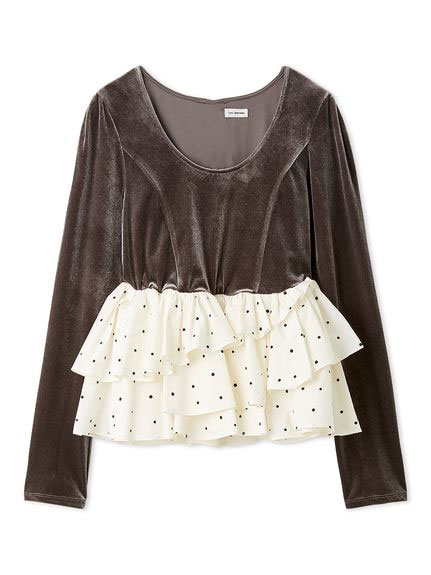 ベロアペプラムフリルトップス(Tシャツ・カットソー)｜トップス｜LILY