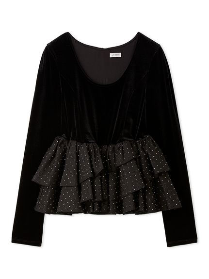 ベロアペプラムフリルトップス(Tシャツ・カットソー)｜トップス｜LILY