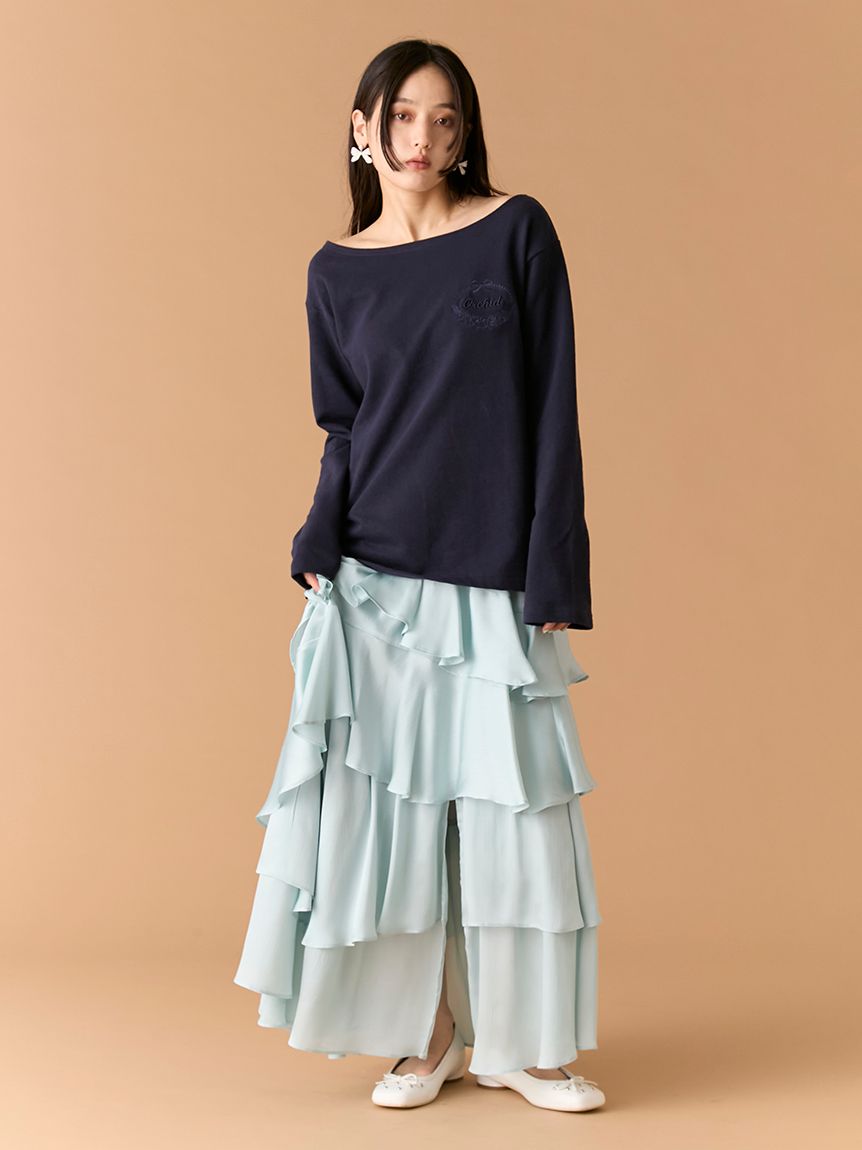 リリーブラウン 異素材スリーブTシャツ love letter ロングスリーブTシャツ(Tシャツ・カットソー)｜トップス