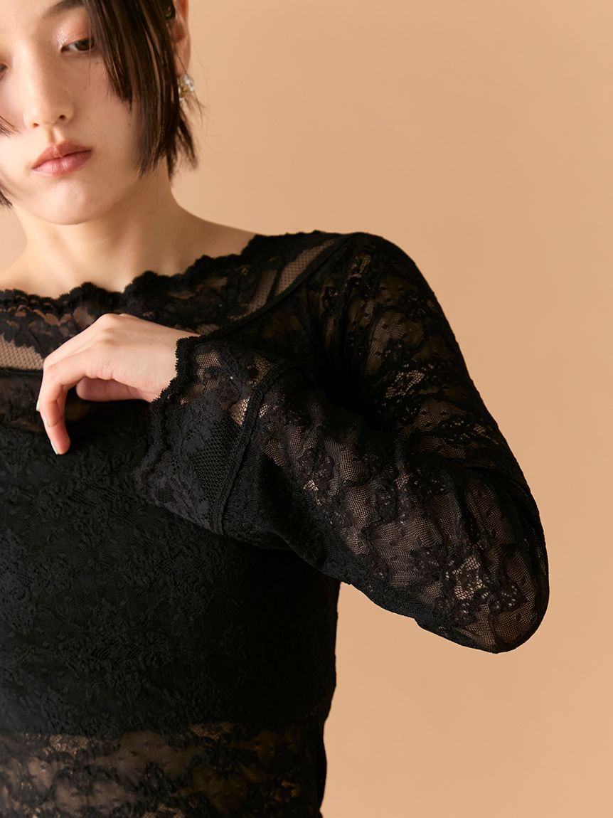 レースフーディートップス(Tシャツ・カットソー)｜トップス｜LILY