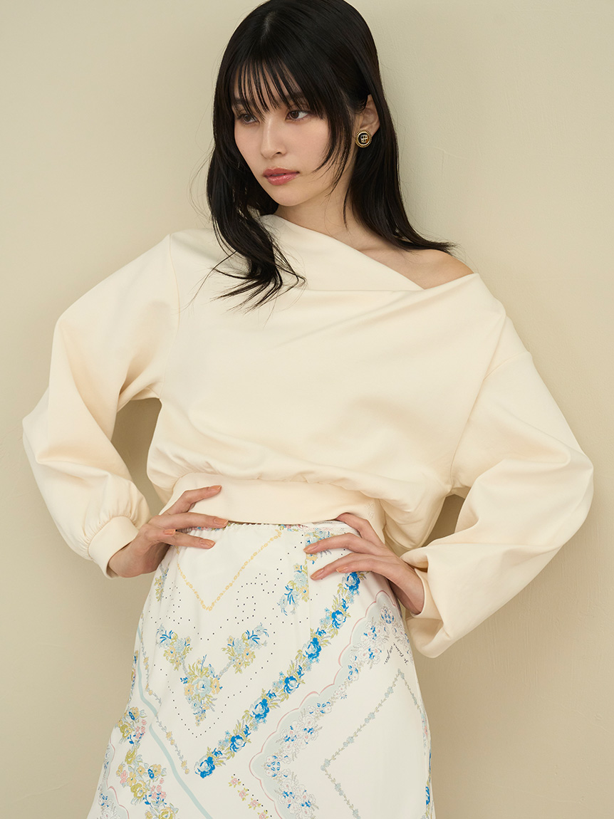 WEB限定カラー】ドレープオフショルボンディングスウェット(スウェット