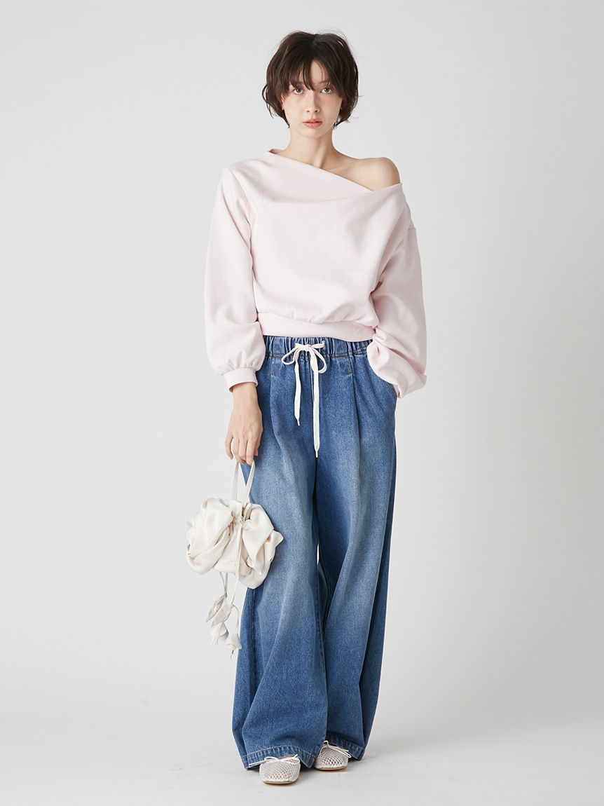 WEB限定カラー】ドレープオフショルボンディングスウェット(スウェット