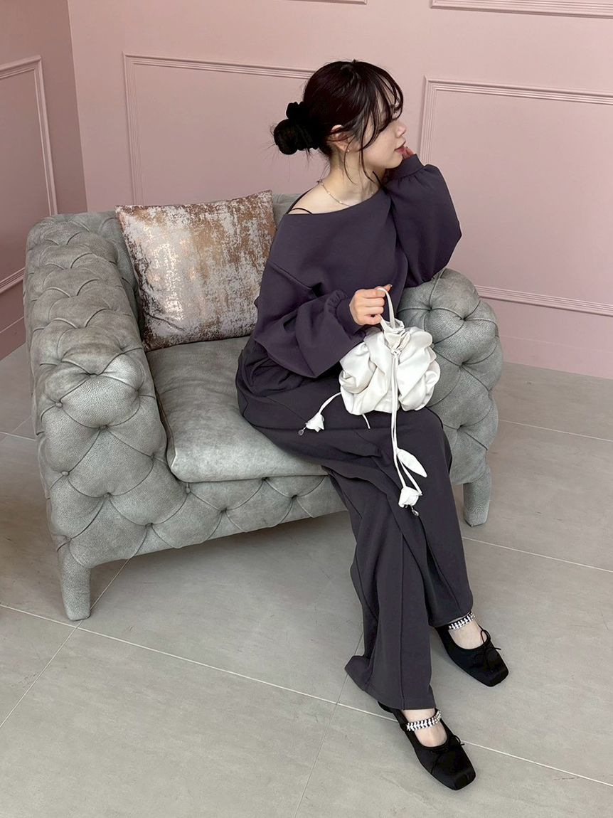 WEB限定カラー】ドレープオフショルボンディングスウェット(スウェット