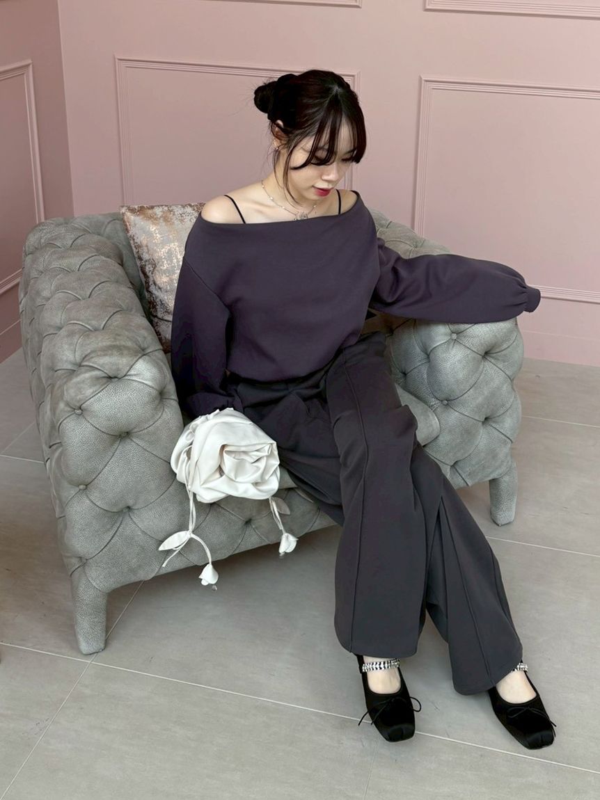 WEB限定カラー】ドレープオフショルボンディングスウェット(スウェット