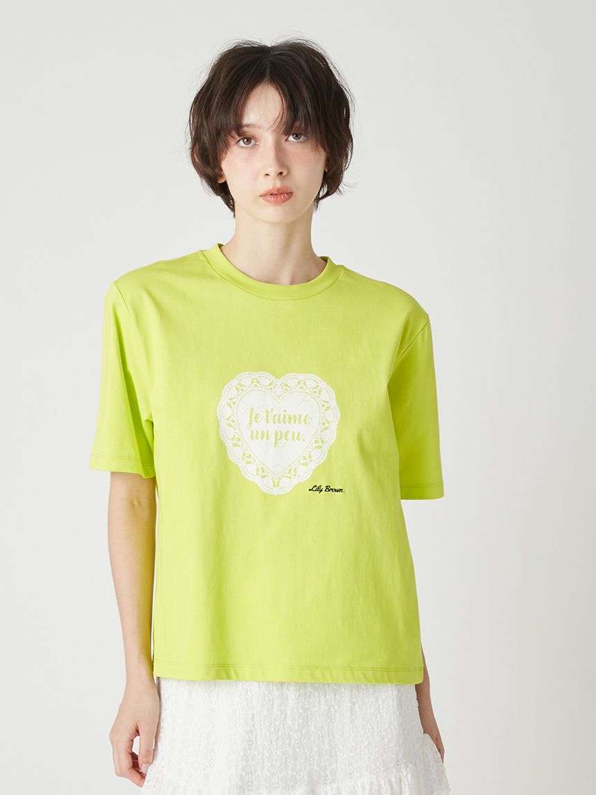ハートモチーフプリントTシャツ(Tシャツ・カットソー)｜トップス｜LILY