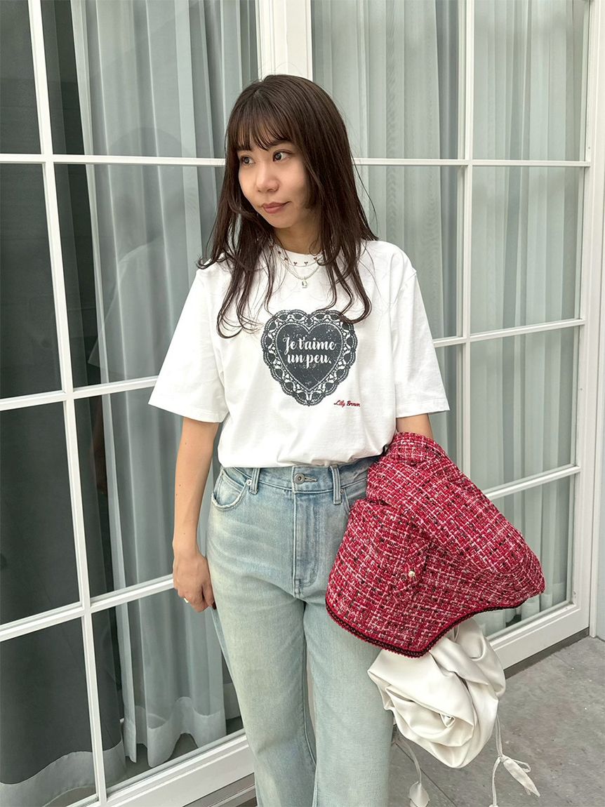 ハートモチーフプリントTシャツ(Tシャツ・カットソー)｜トップス｜LILY
