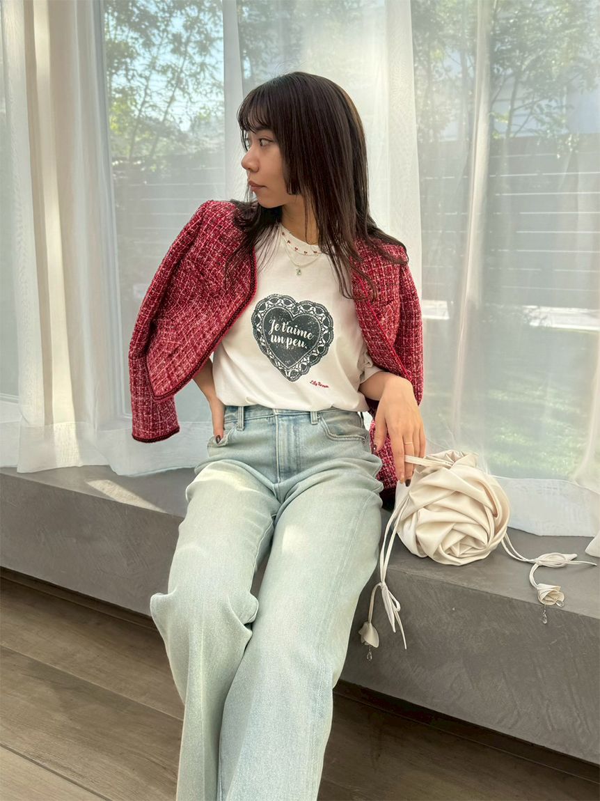 ハートモチーフプリントTシャツ(Tシャツ・カットソー)｜トップス｜LILY