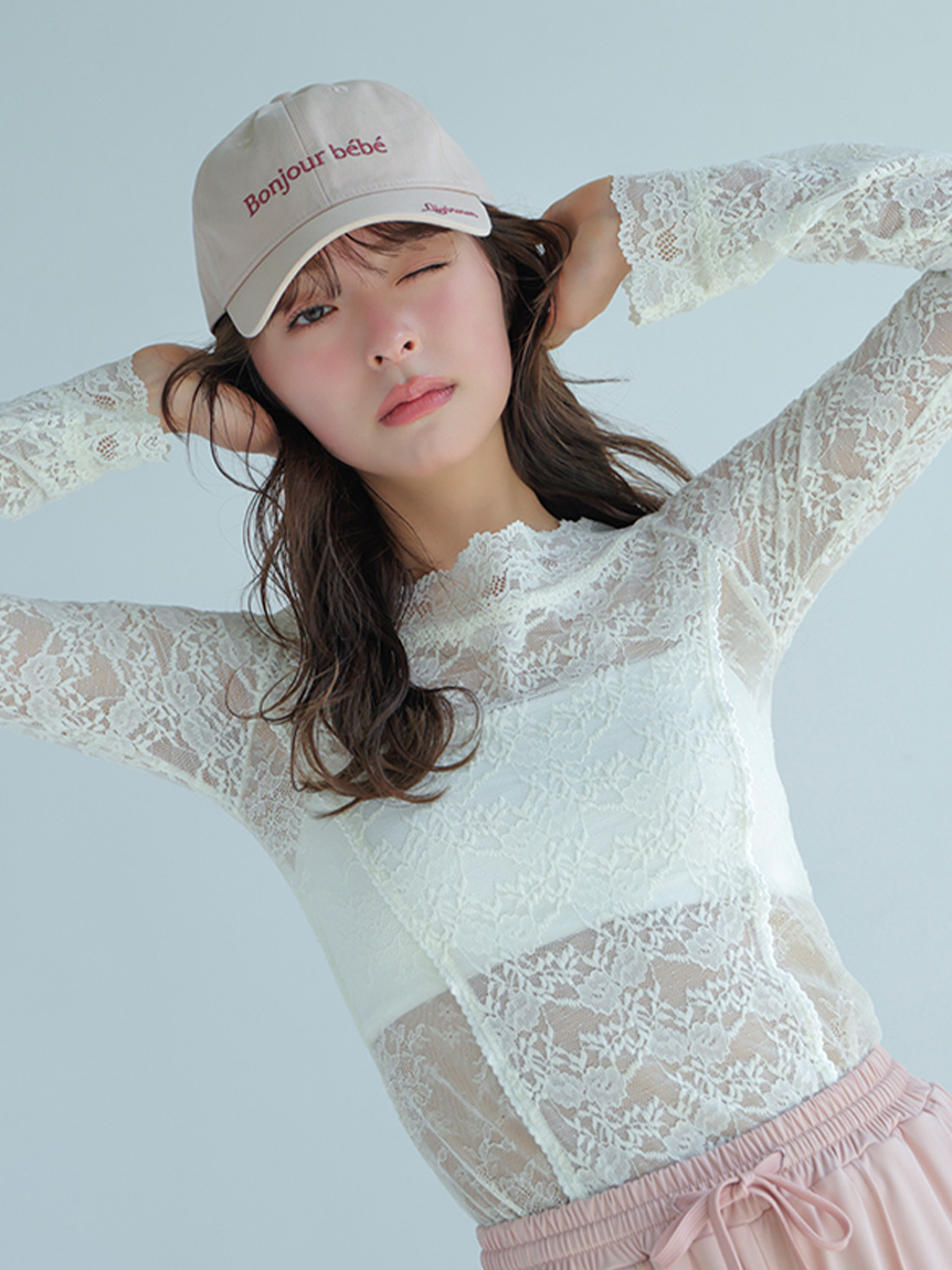 レーストップス 2WAY 】フロントリボンオフショルスリムレーストップス ／ front