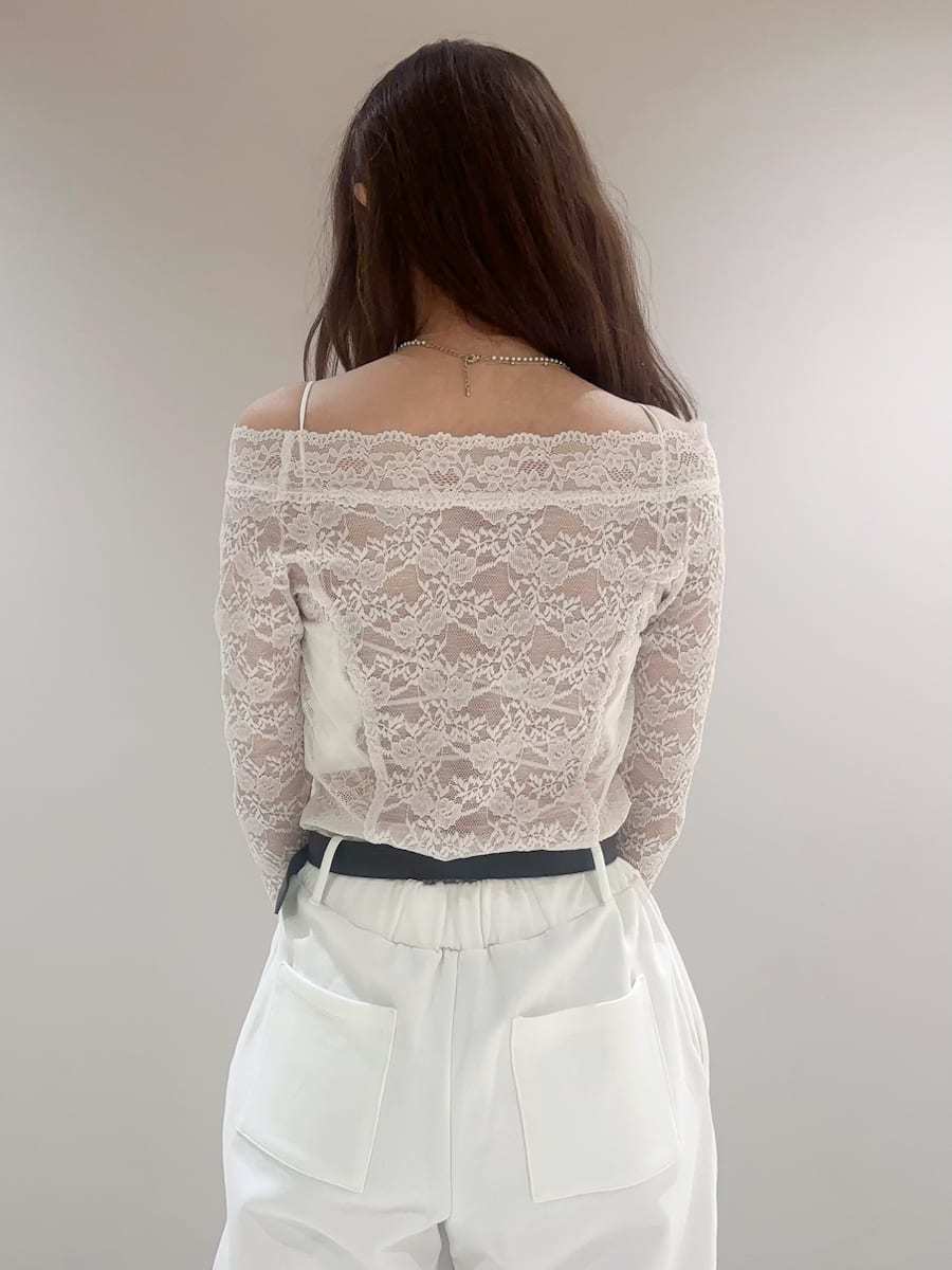 Lily Brown♡オフショルトップス LILY BROWN Lingerie】カップインオフショルダーボディ(Tシャツ