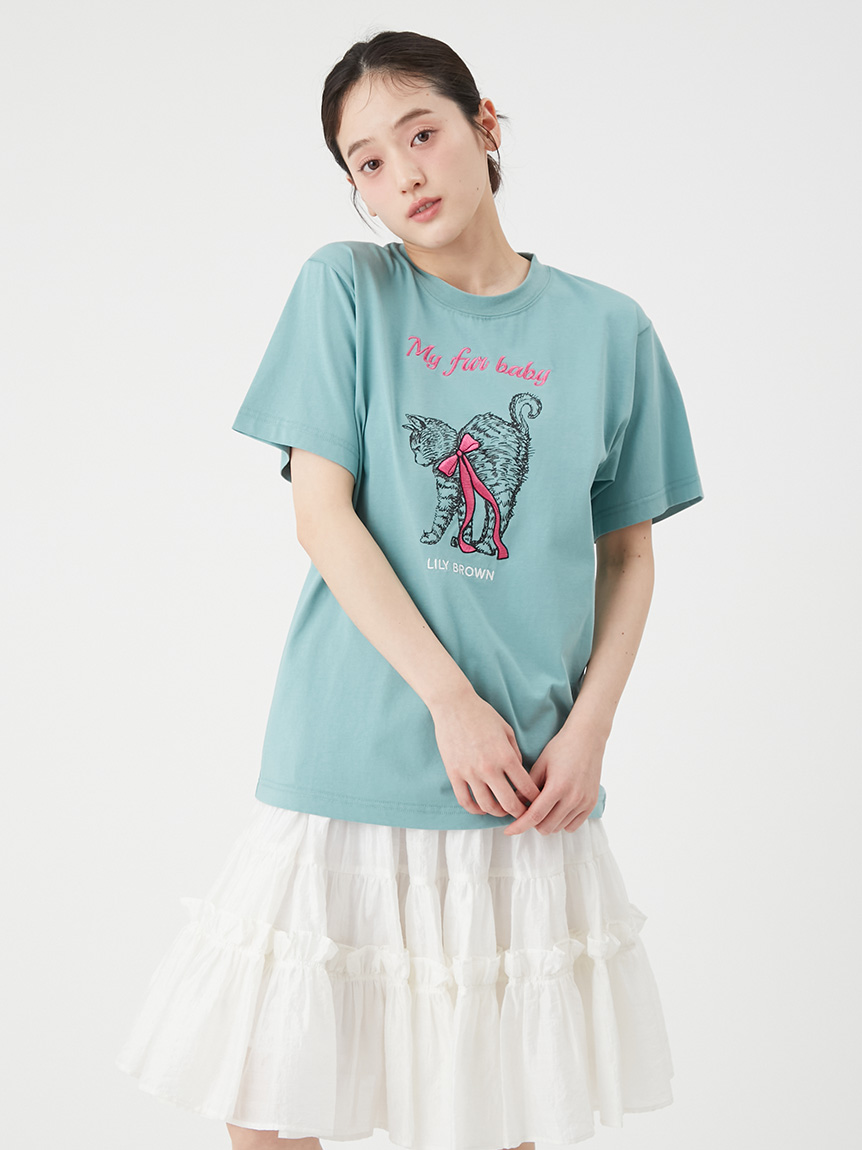 オフィシャル・MASHSTORE限定】リボン刺繍キャットTシャツ(Tシャツ