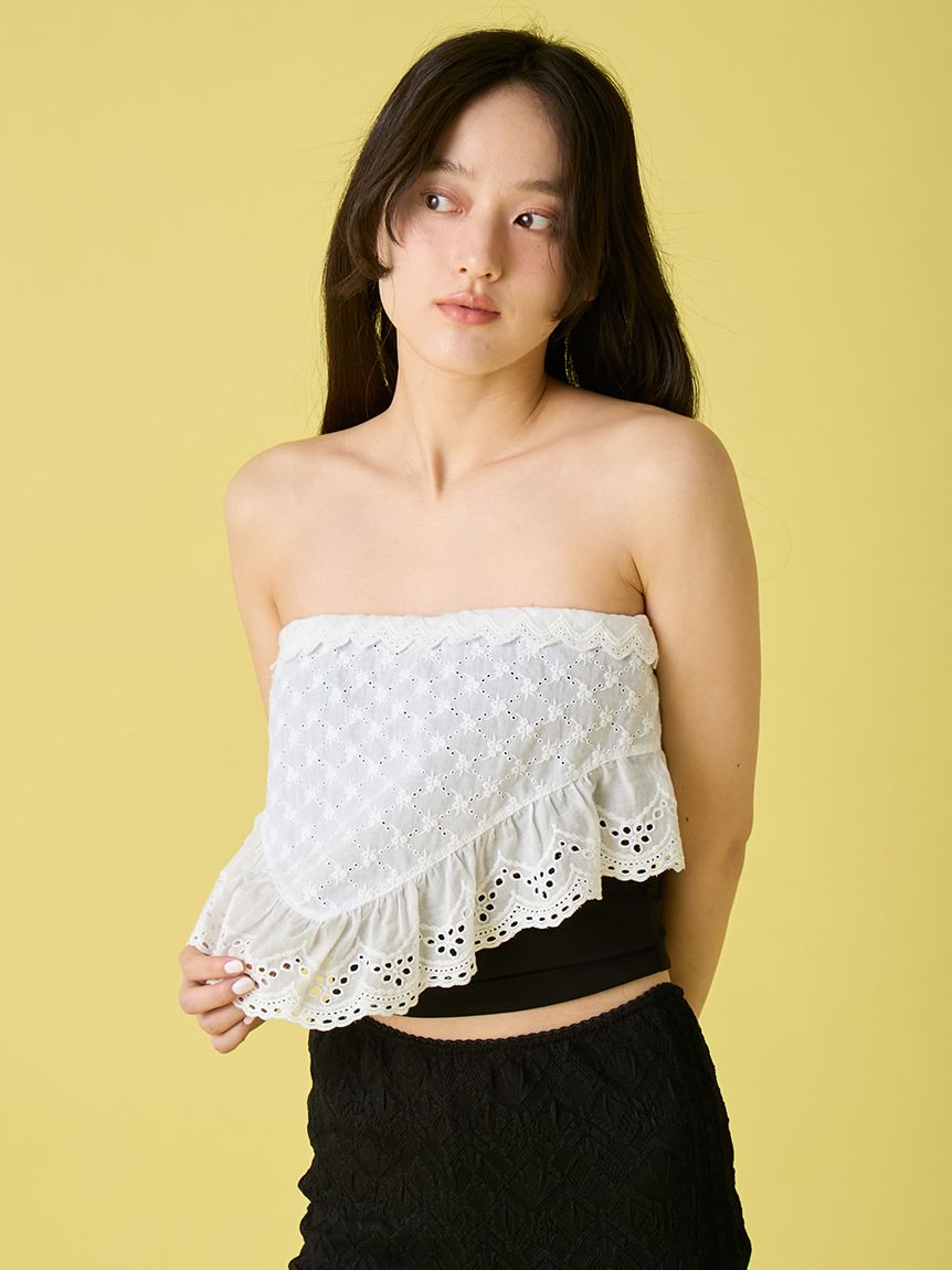 UVカット】カップインレースベアトップス(Tシャツ・カットソー