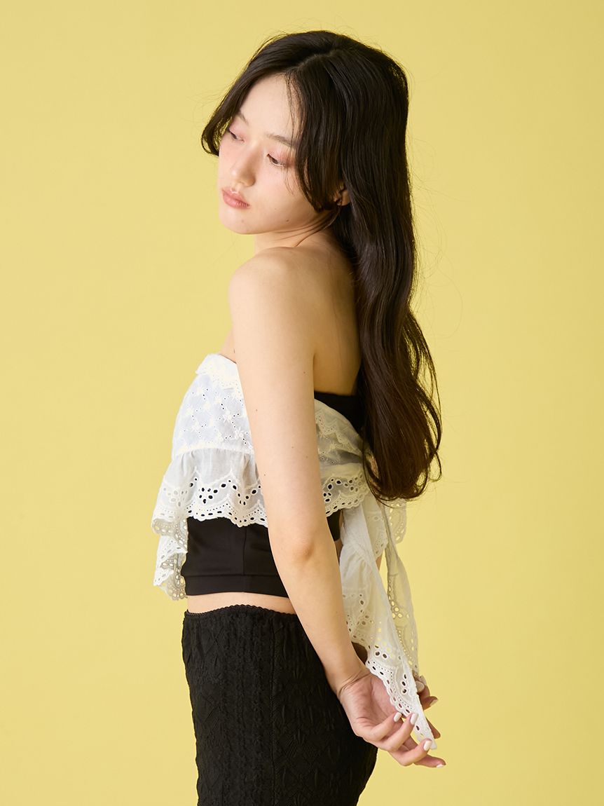 UVカット】カップインレースベアトップス(Tシャツ・カットソー