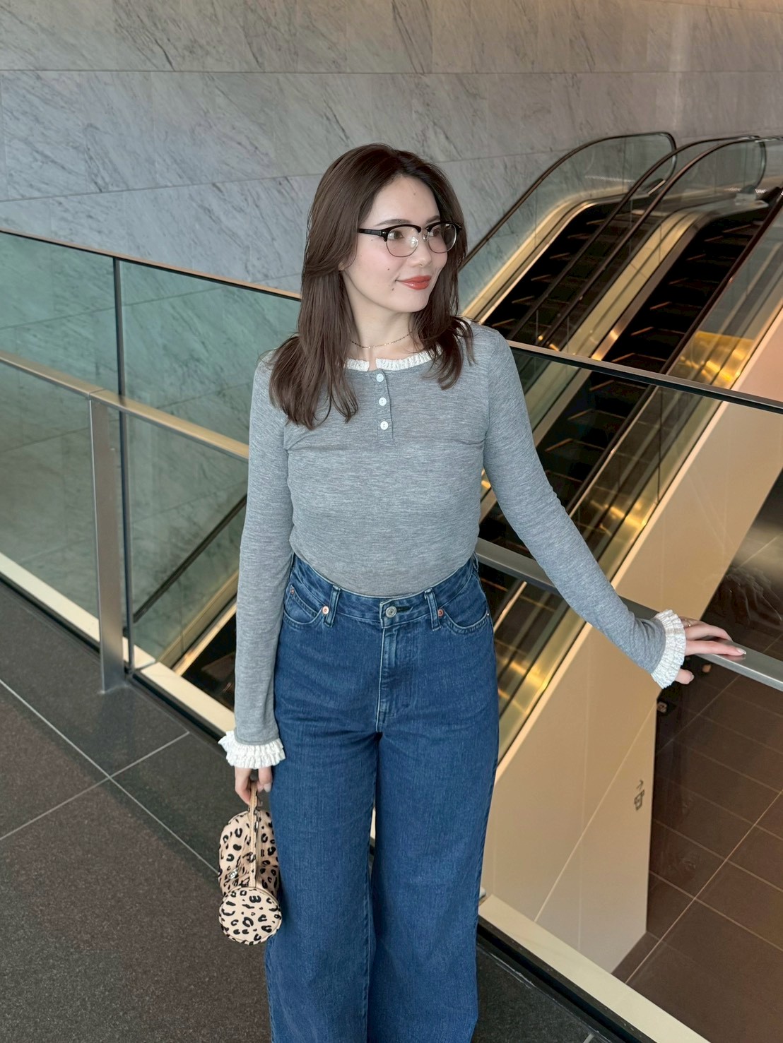 バックオープンヘンリーネックカットトップス(Tシャツ・カットソー