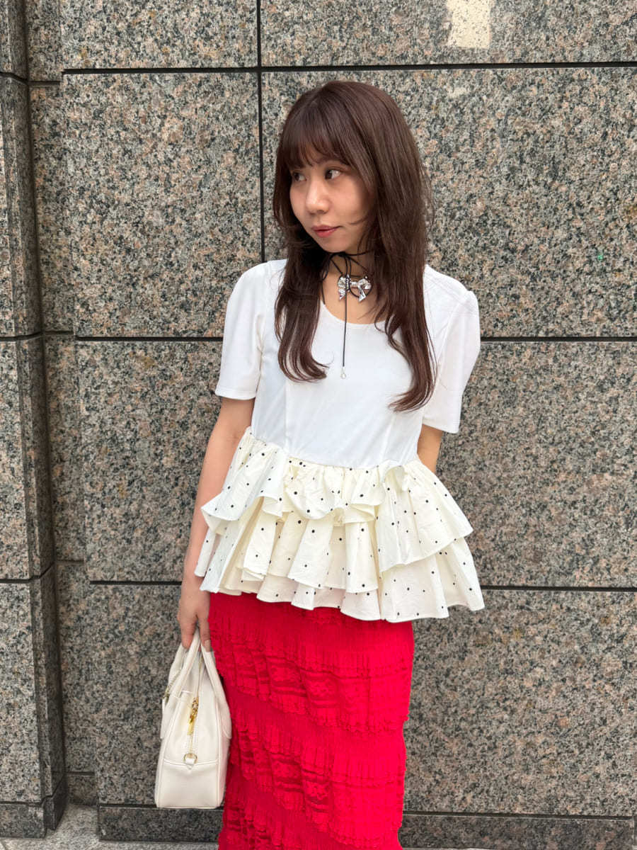 LILY BROWN ベロア フリルトップス ベロアペプラムフリルトップス(Tシャツ・カットソー)｜トップス｜LILY