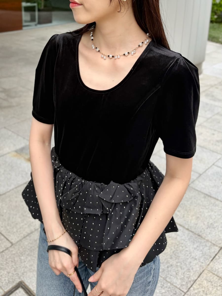 ベロアペプラムフリルトップス(Tシャツ・カットソー)｜トップス｜LILY