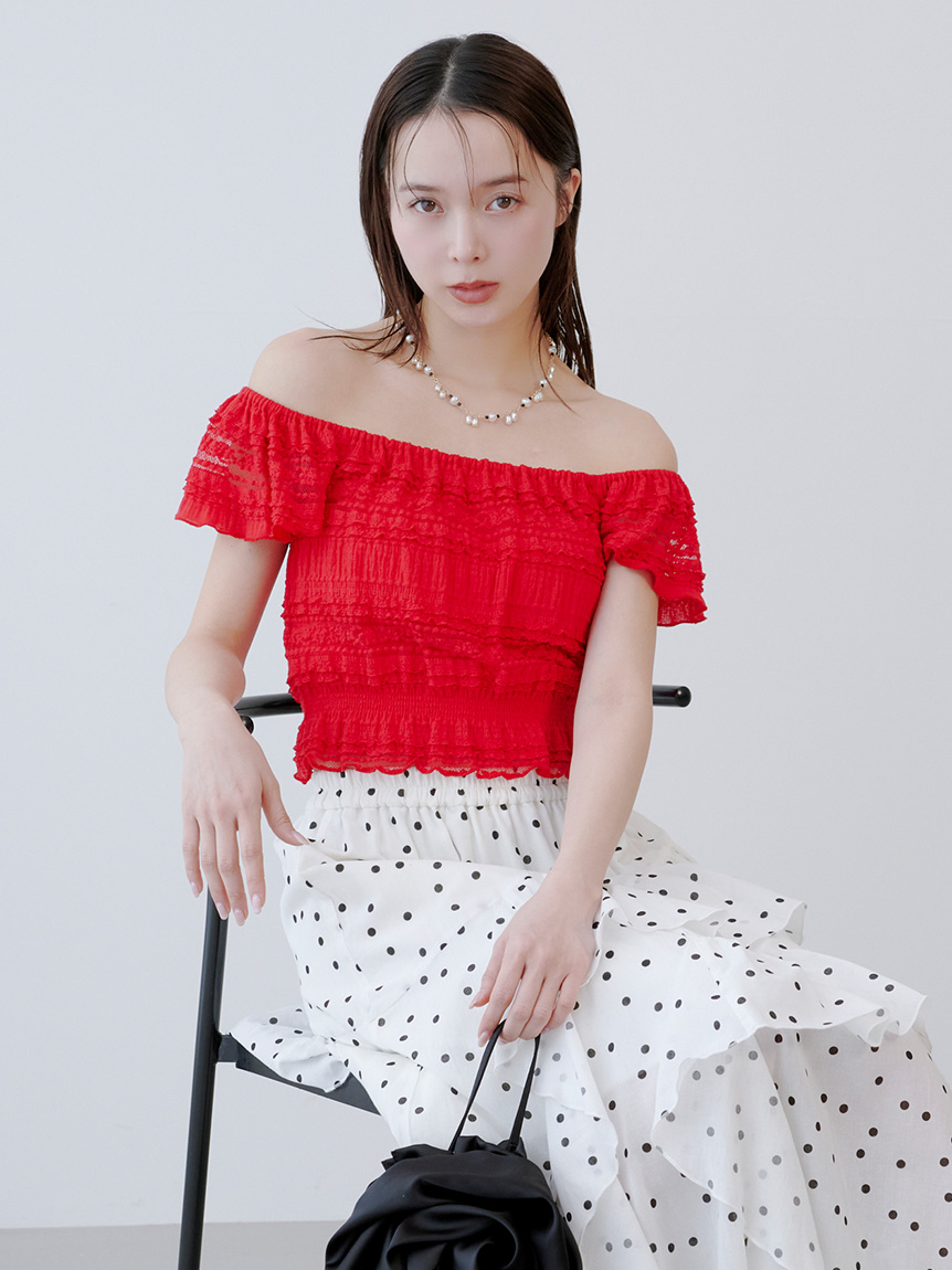 ♡ r ♡ Lily brown シャーリング トップス 新品 2wayシャーリングトップス(トップス)｜LILY BROWN（リリー ブラウン