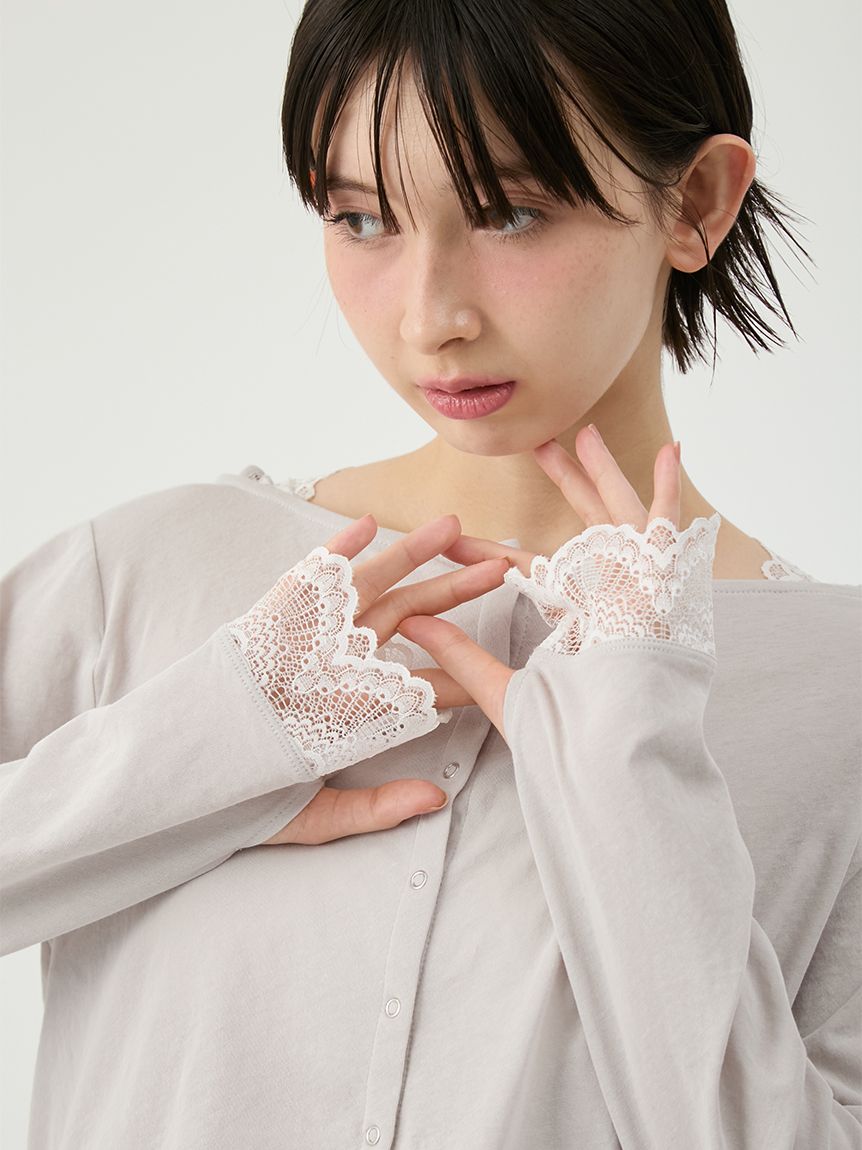 Lily Brown お花レーストップス LILY BROWN Lily Brown お花柄レーストップス オフホワイト