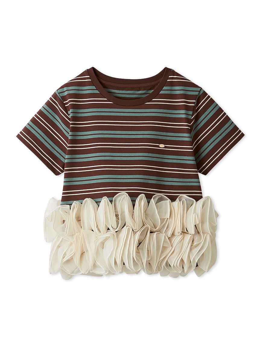 LILY BROWN ベージュ ドット柄 フリル チューブトップ 完売商品 ボリュームフリルカットトップス(Tシャツ・カットソー)｜トップス