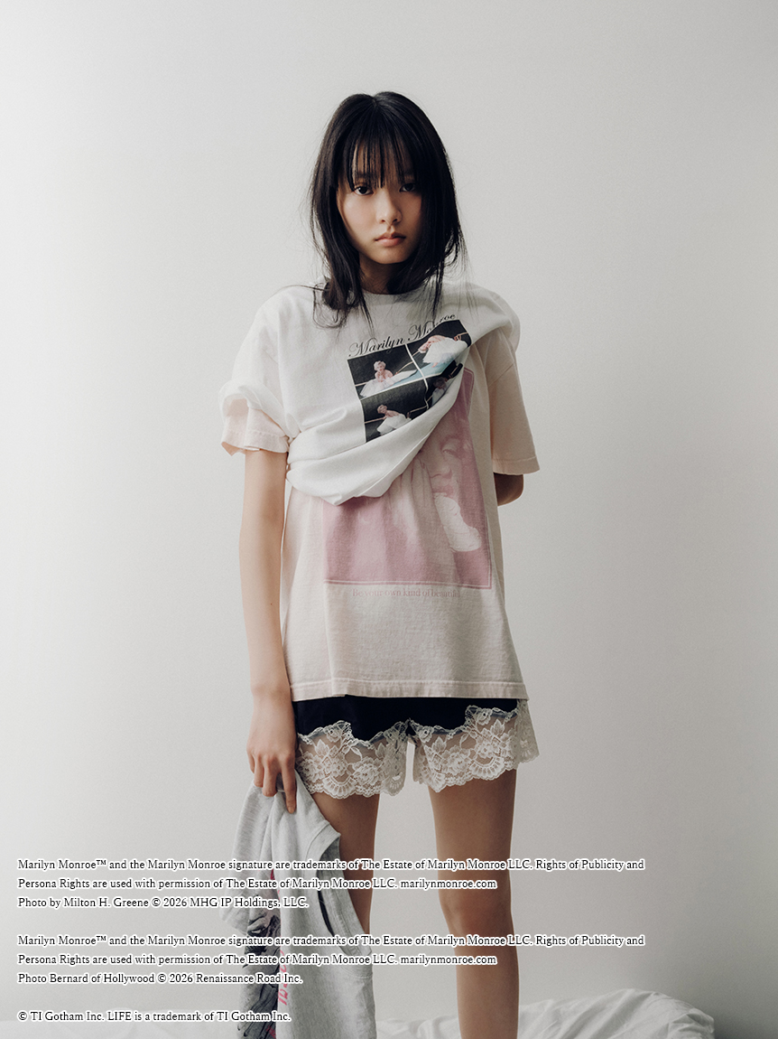 Lily Brown ★異素材スリーブTシャツ★ LILY BROWN Lily Brown 異素材スリーブTシャツ ブラック -ファッション