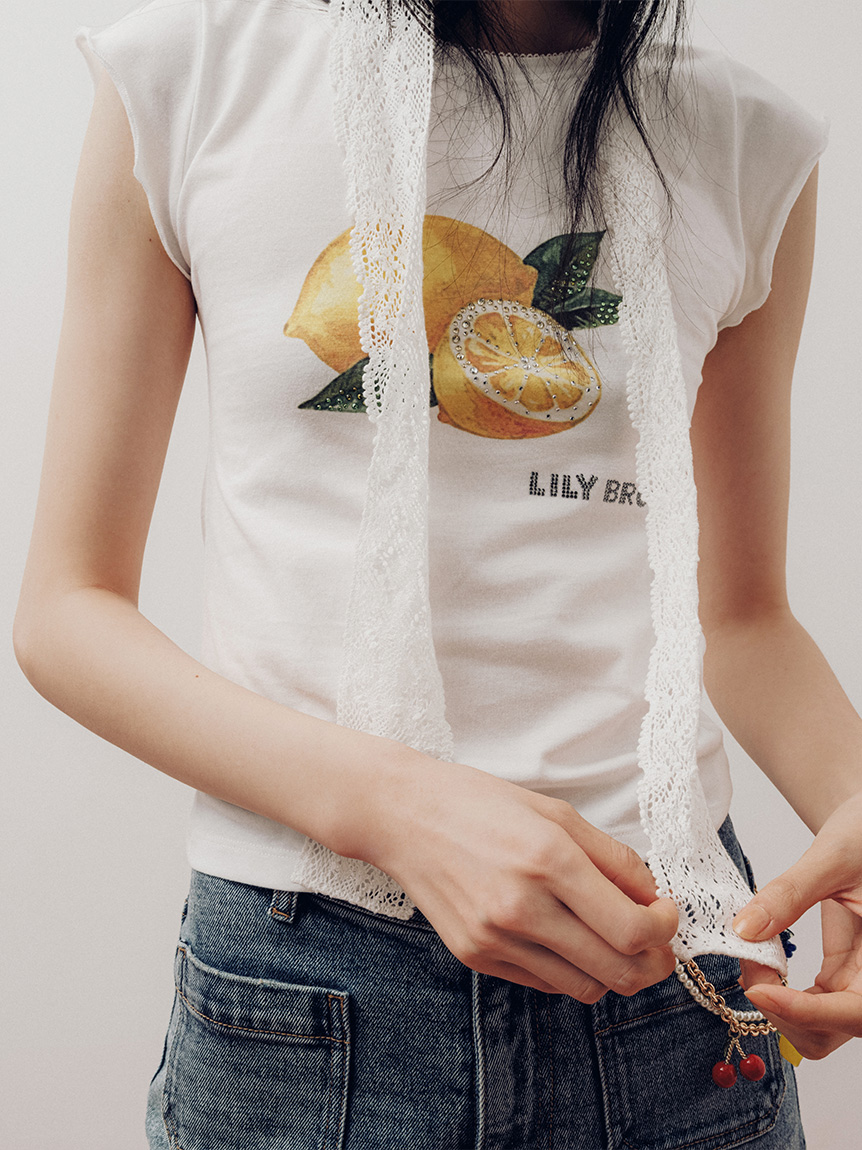 L.B CANDY STOCK]フルーツビジューTシャツ(Tシャツ・カットソー