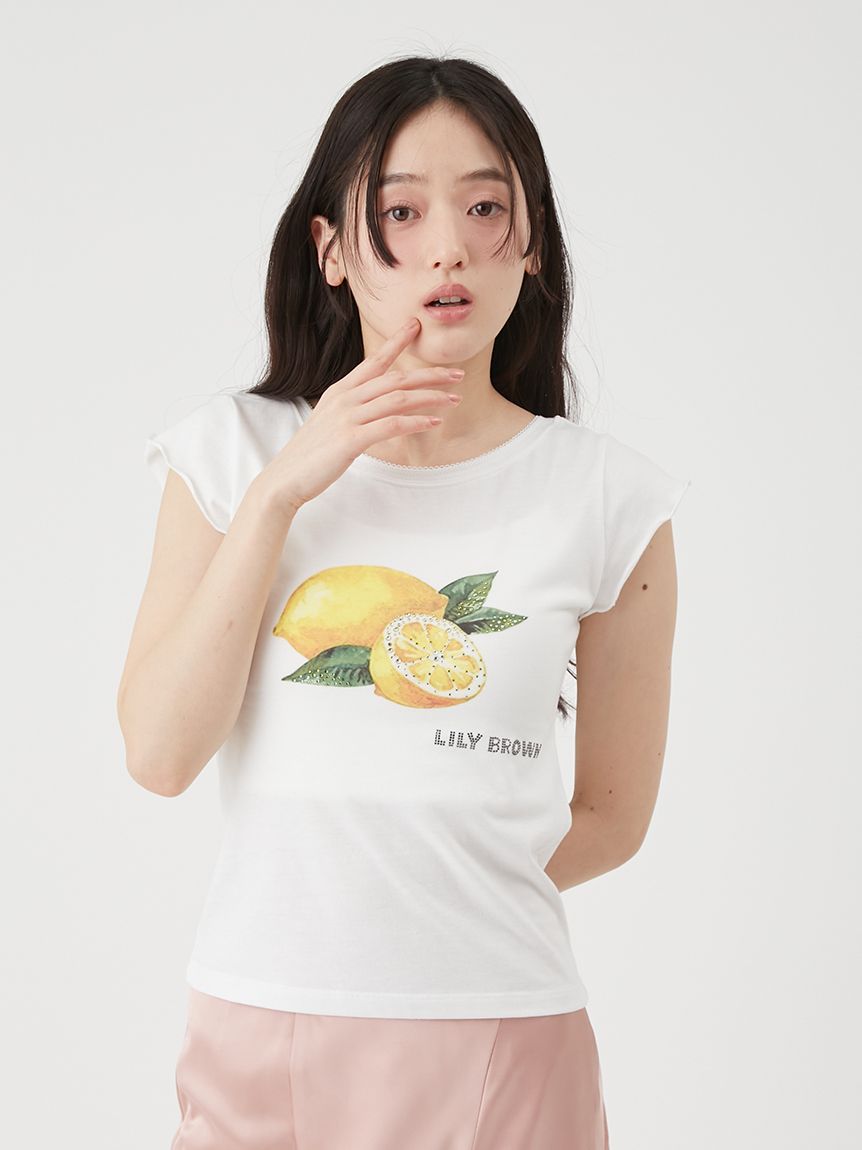 L.B CANDY STOCK]フルーツビジューTシャツ(Tシャツ・カットソー