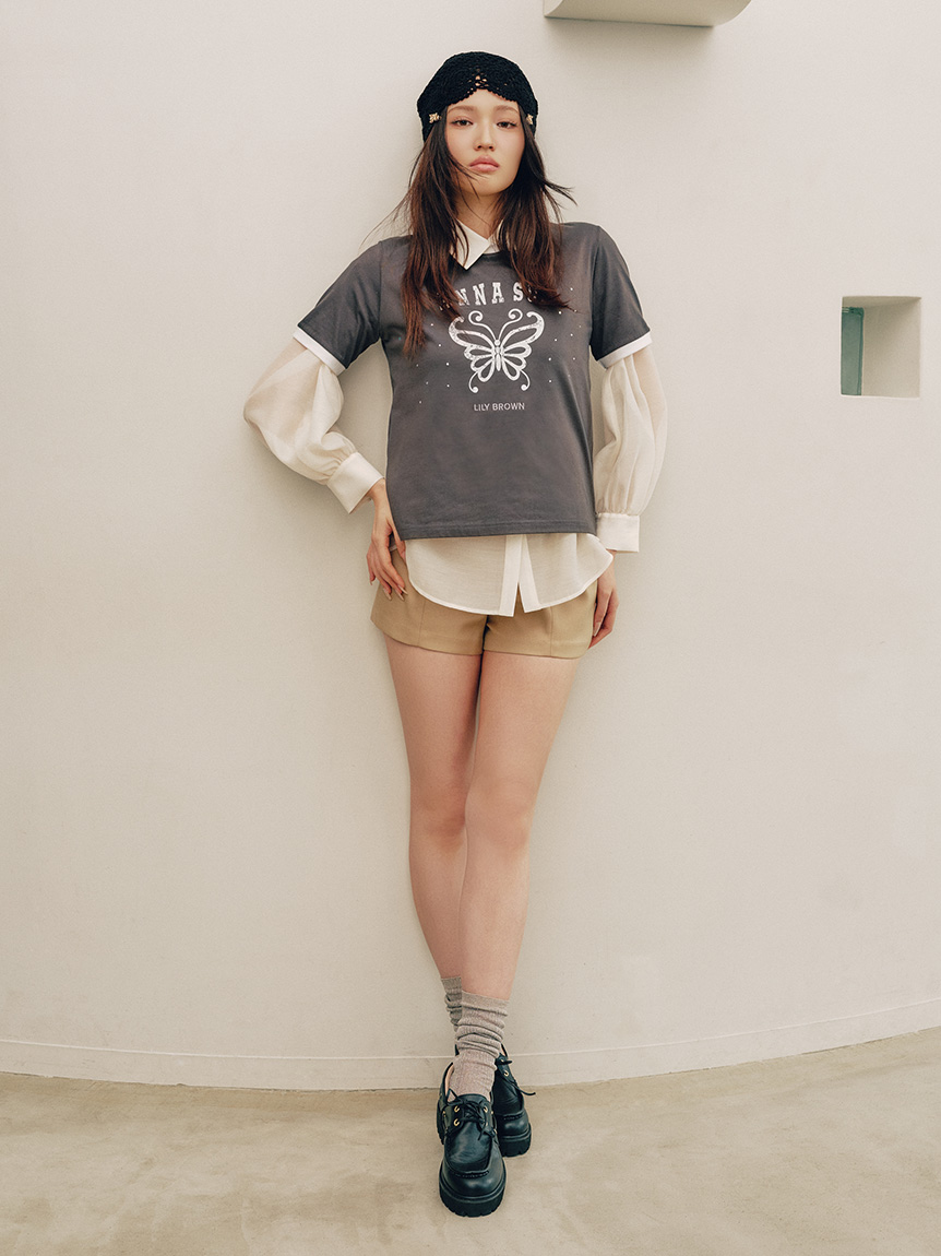 LILY BROWN×ANNA SUI】バタフライリンガーストーンTシャツ(Tシャツ