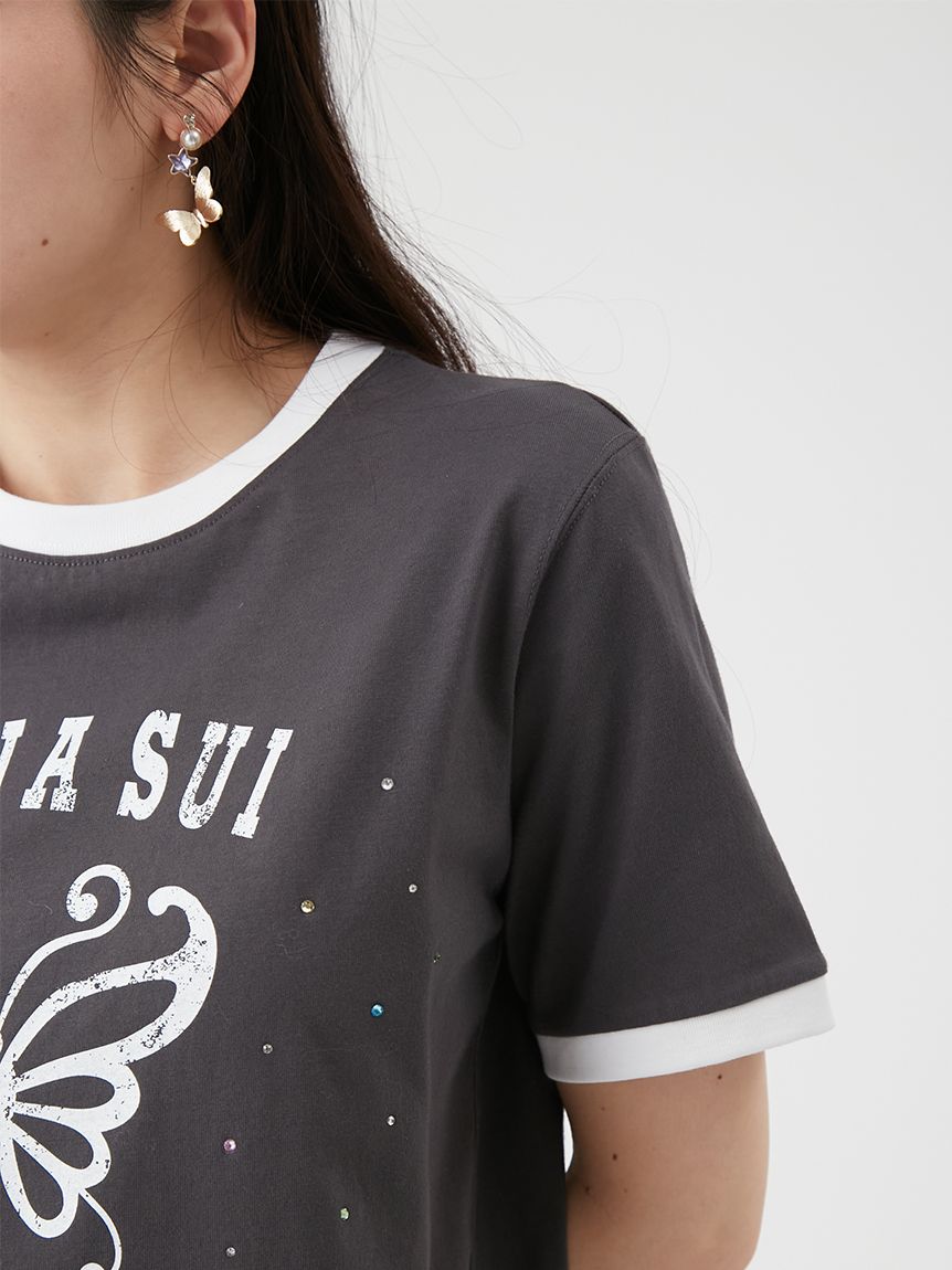 LILY BROWN×ANNA SUI】バタフライリンガーストーンTシャツ(Tシャツ