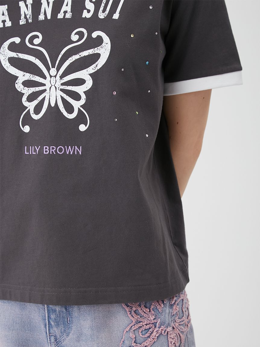 LILY BROWN×ANNA SUI】バタフライリンガーストーンTシャツ(Tシャツ