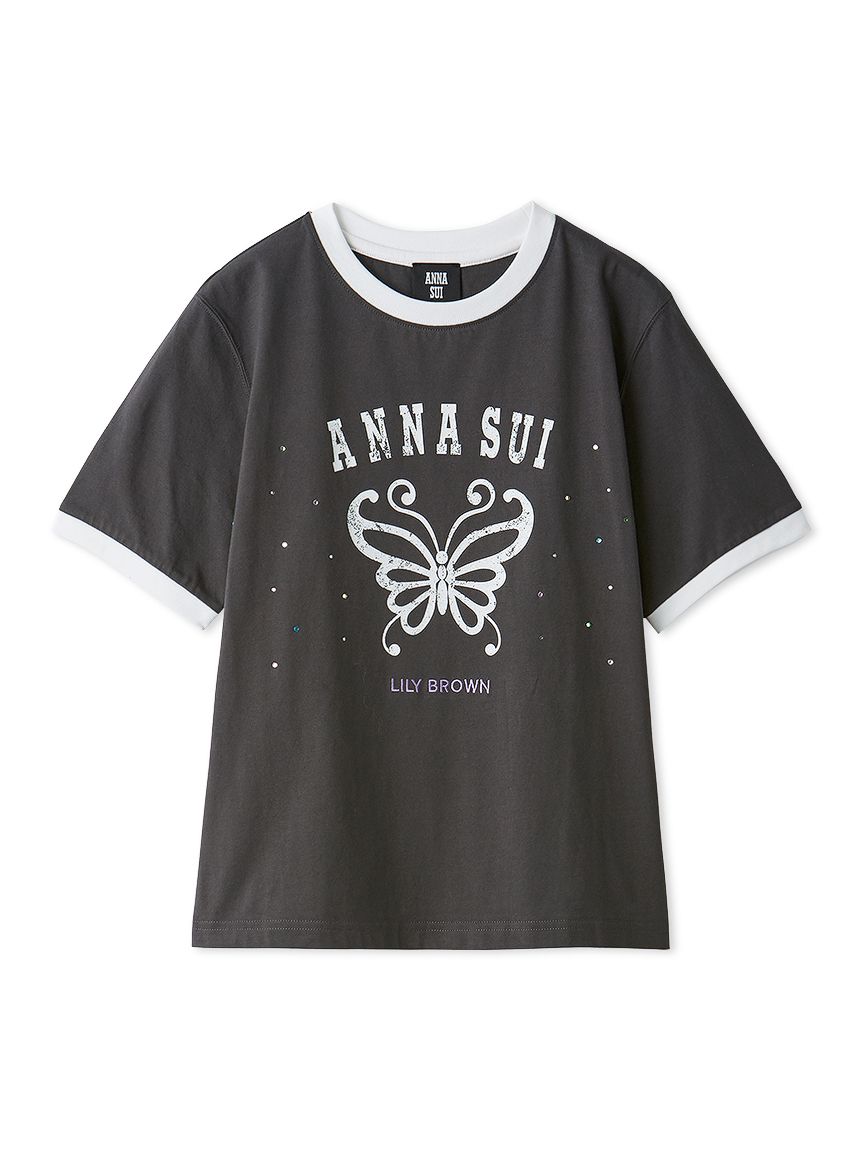 LILY BROWN×ANNA SUI】バタフライリンガーストーンTシャツ(Tシャツ