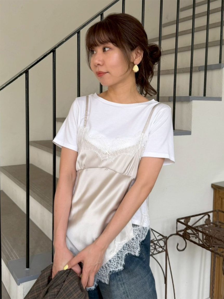 サテンキャミドッキングトップス(Tシャツ・カットソー)｜トップス