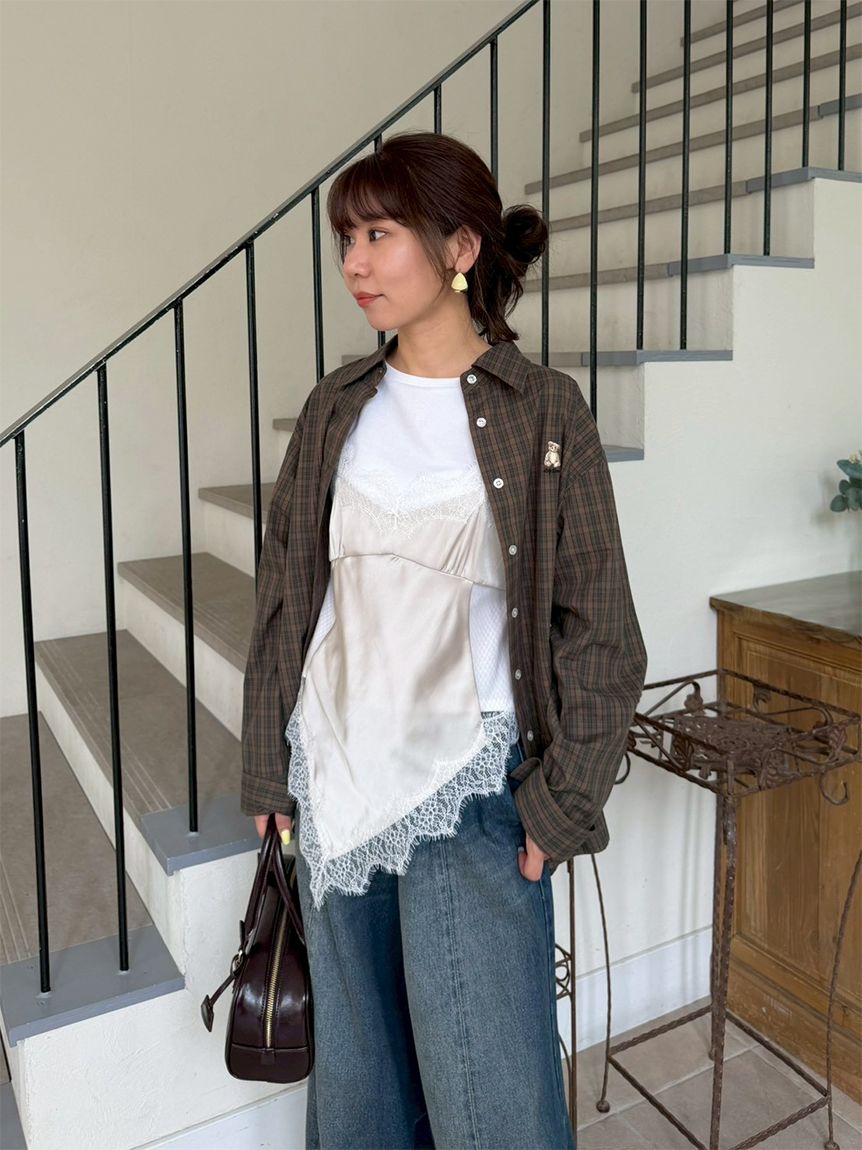 サテンキャミドッキングトップス(Tシャツ・カットソー)｜トップス