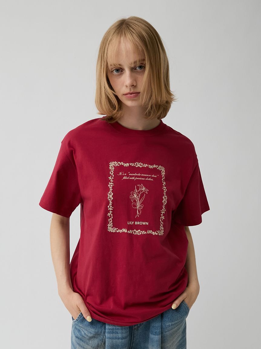 LILY BROWN チェリープリント 半袖Tシャツ エンブロイダリープリントTシャツ(Tシャツ・カットソー)｜トップス