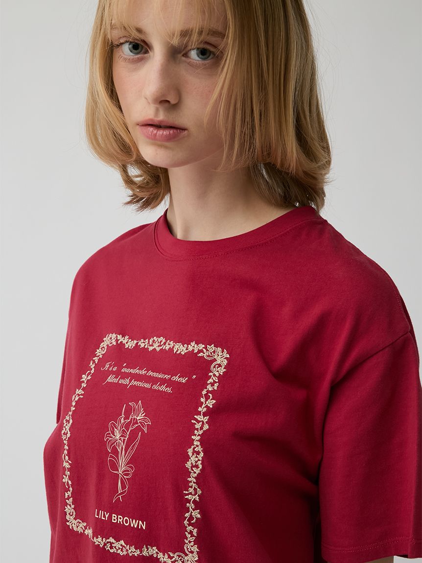 エンブロイダリープリントTシャツ(Tシャツ・カットソー)｜トップス