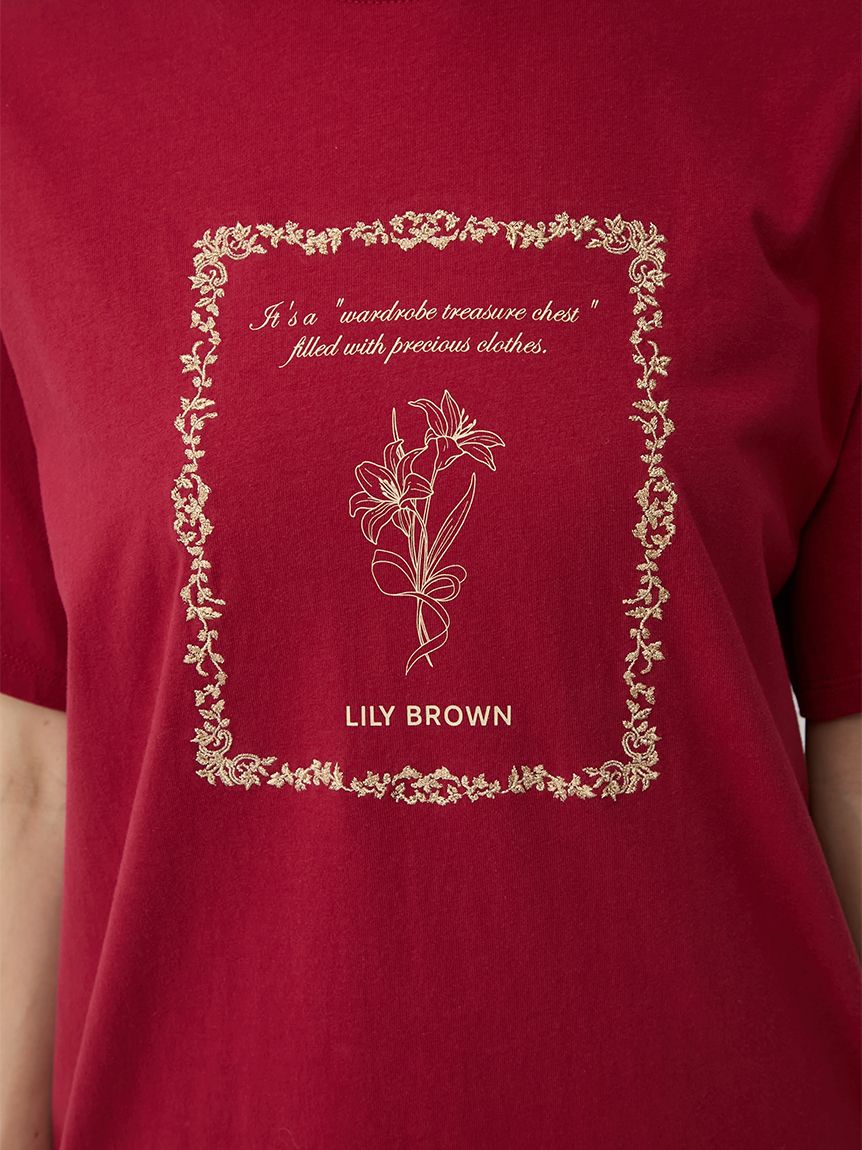 LILY BROWN チェリープリント 半袖Tシャツ エンブロイダリープリントTシャツ(Tシャツ・カットソー)｜トップス