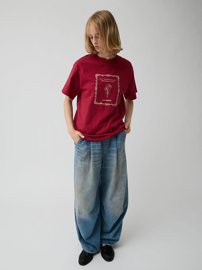 エンブロイダリープリントTシャツ(Tシャツ・カットソー)｜トップス
