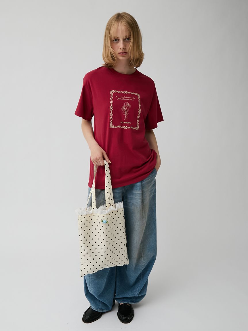 エンブロイダリープリントTシャツ(Tシャツ・カットソー)｜トップス