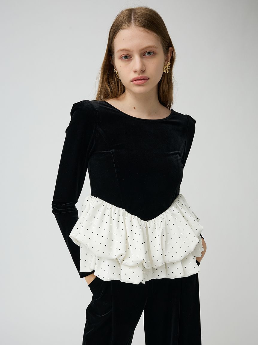 ベロアバルーンペプラムトップス(Tシャツ・カットソー)｜TOPS｜LILY