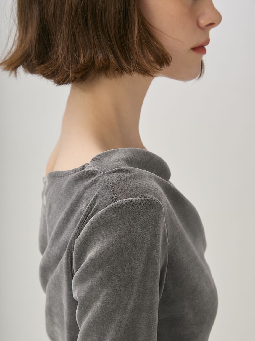 レースコンビフロッキードレープトップス(Tシャツ・カットソー)｜TOPS