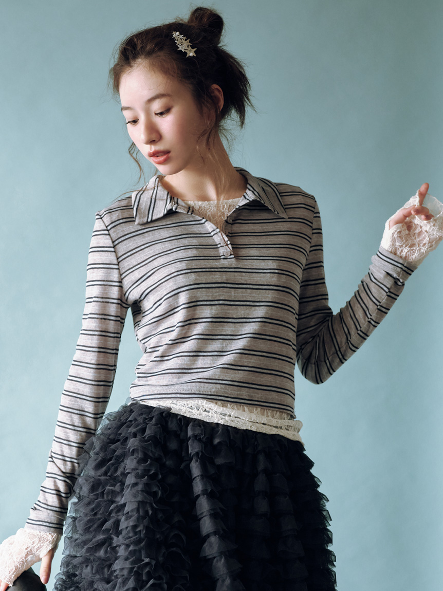 レイヤードポロカットトップス(Tシャツ・カットソー)｜TOPS｜LILY
