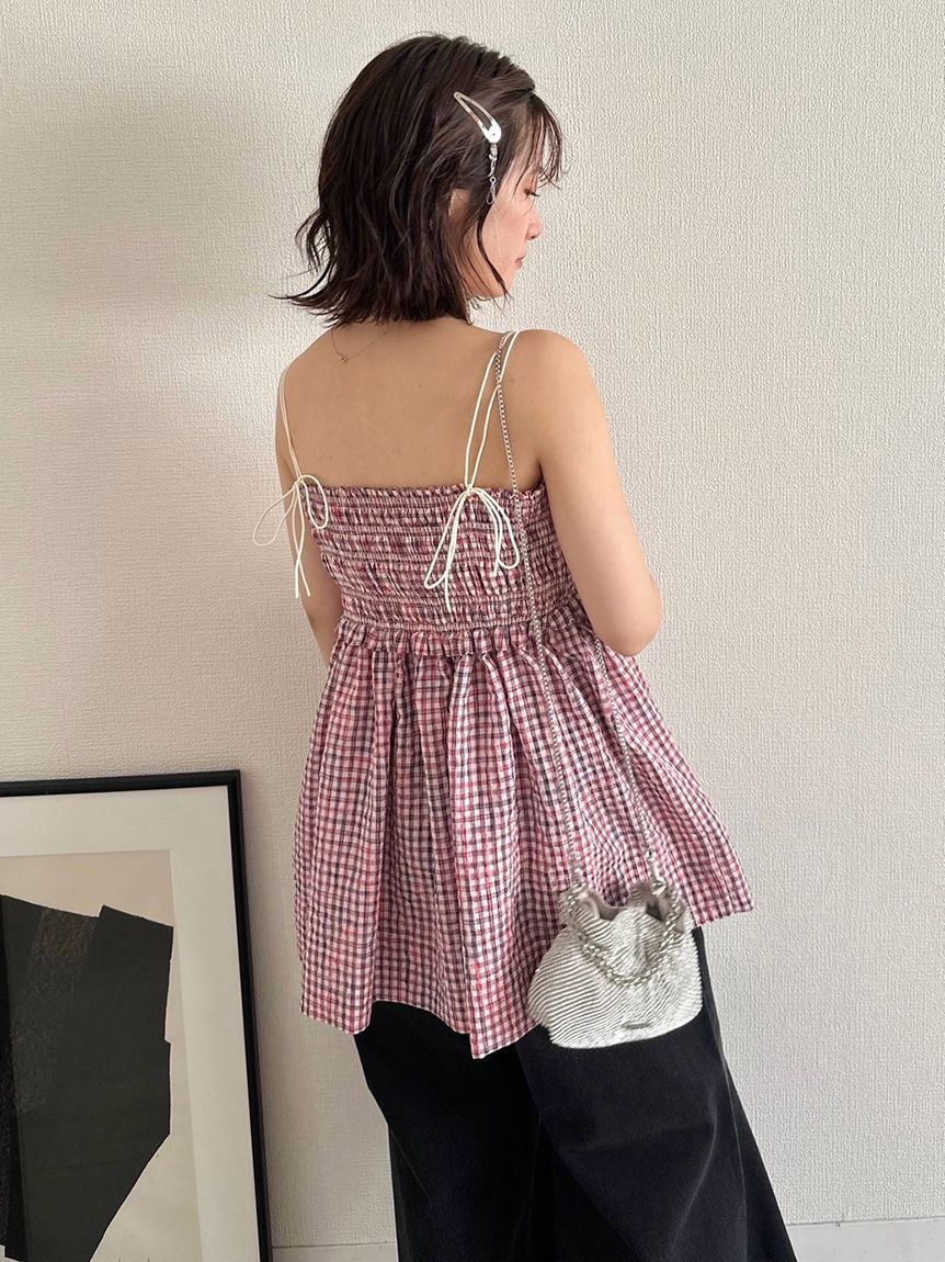 新品未使用LILY BROWN 3wayシャーリングペプラムトップス　グリーン 3wayシャーリングペプラムトップス（シャツ/ブラウス）｜LILY