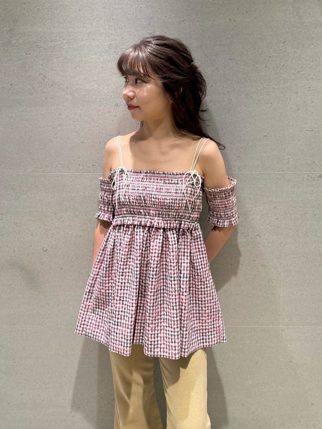 リリーブラウン LILY BROWN シャーリングリボンクロップド