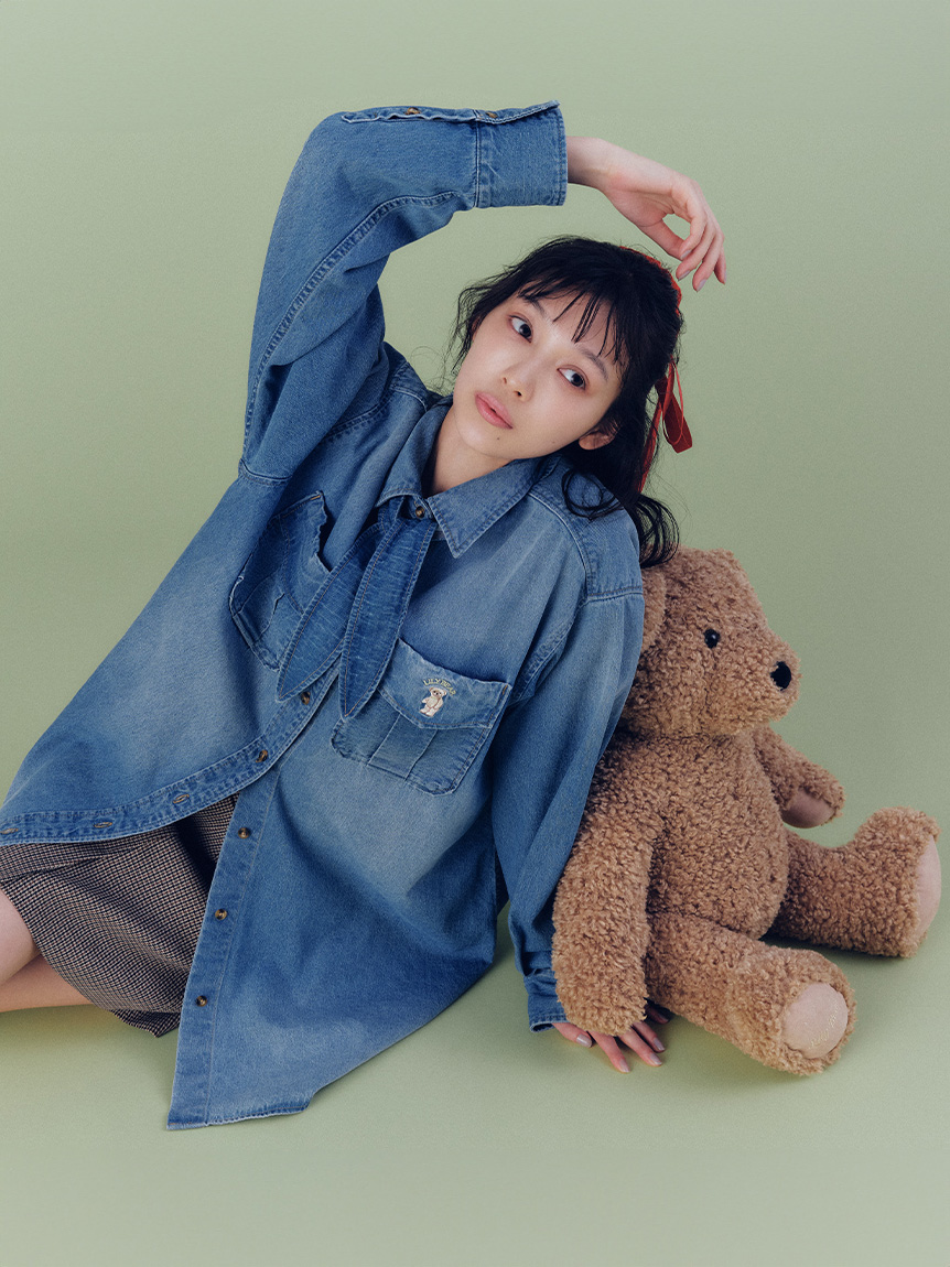 Lily Bearスカーフ付きオーバーシャツ(Tシャツ・シャツ