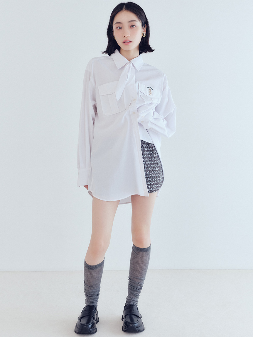 Lily Bearスカーフ付きオーバーシャツ(Tシャツ・シャツ)｜トップス