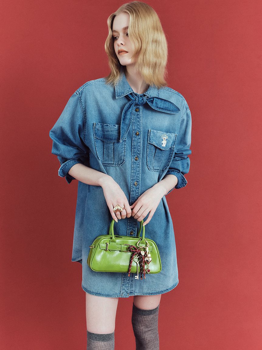 LILY BROWN Lily Bearスカーフ付きオーバーシャツ デニム Lily Bearスカーフ付きオーバーシャツ(Tシャツ・シャツ