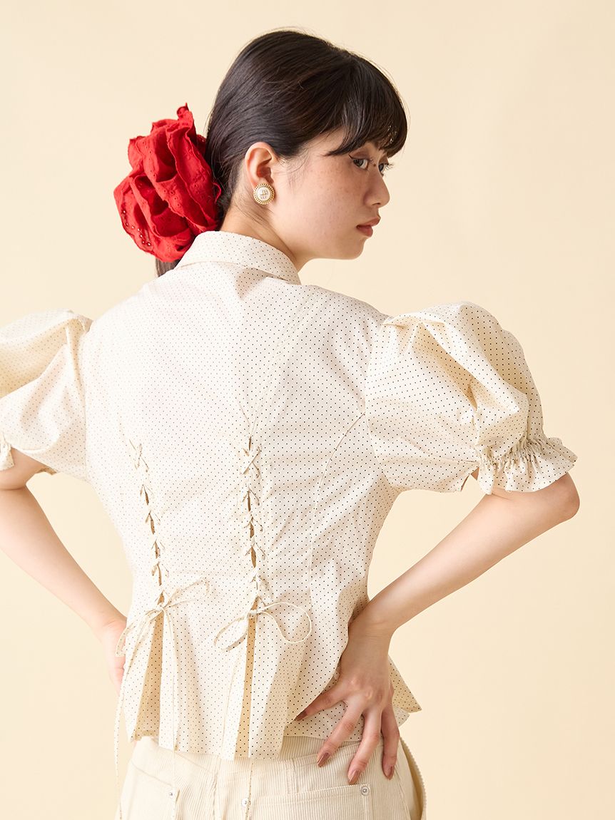 アイボリー フリル レース ブラウス アイボリー レース フリル 襟付き ブラウス 2XL おおきめ
