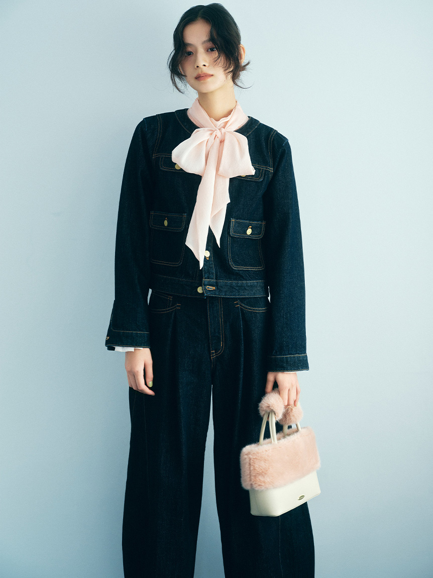 リリーブラウン ドレープボウタイブラウス ネイビー LILY BROWN ブラウス シャツ 「WEB限定カラー」ドレープボウタイ