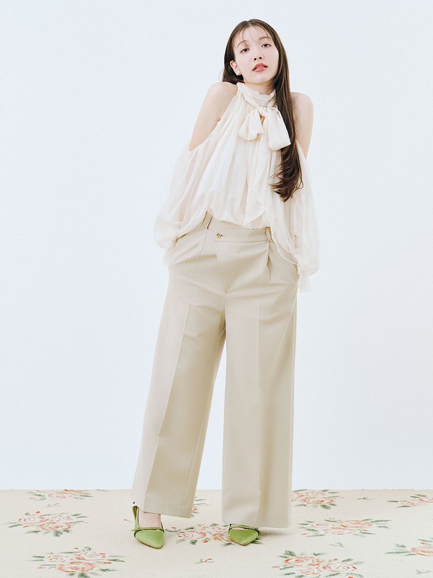 WEB限定カラー】ドレープボウタイシフォンブラウス(シャツ