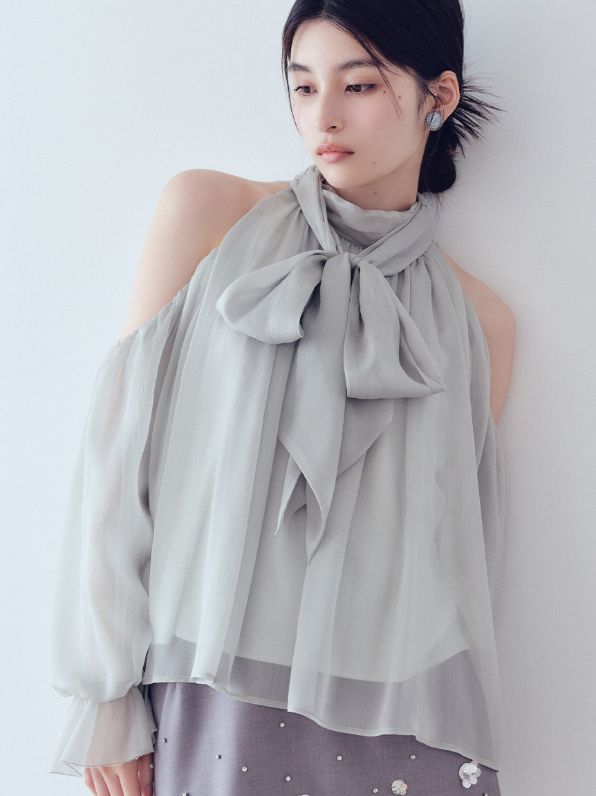 WEB限定カラー】ドレープボウタイシフォンブラウス(シャツ・ブラウス